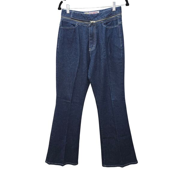 VTG y2k Americana Blues Jeans Womens Size 10 Zip Around Waist Flare 2000's - Picture 1 of 7